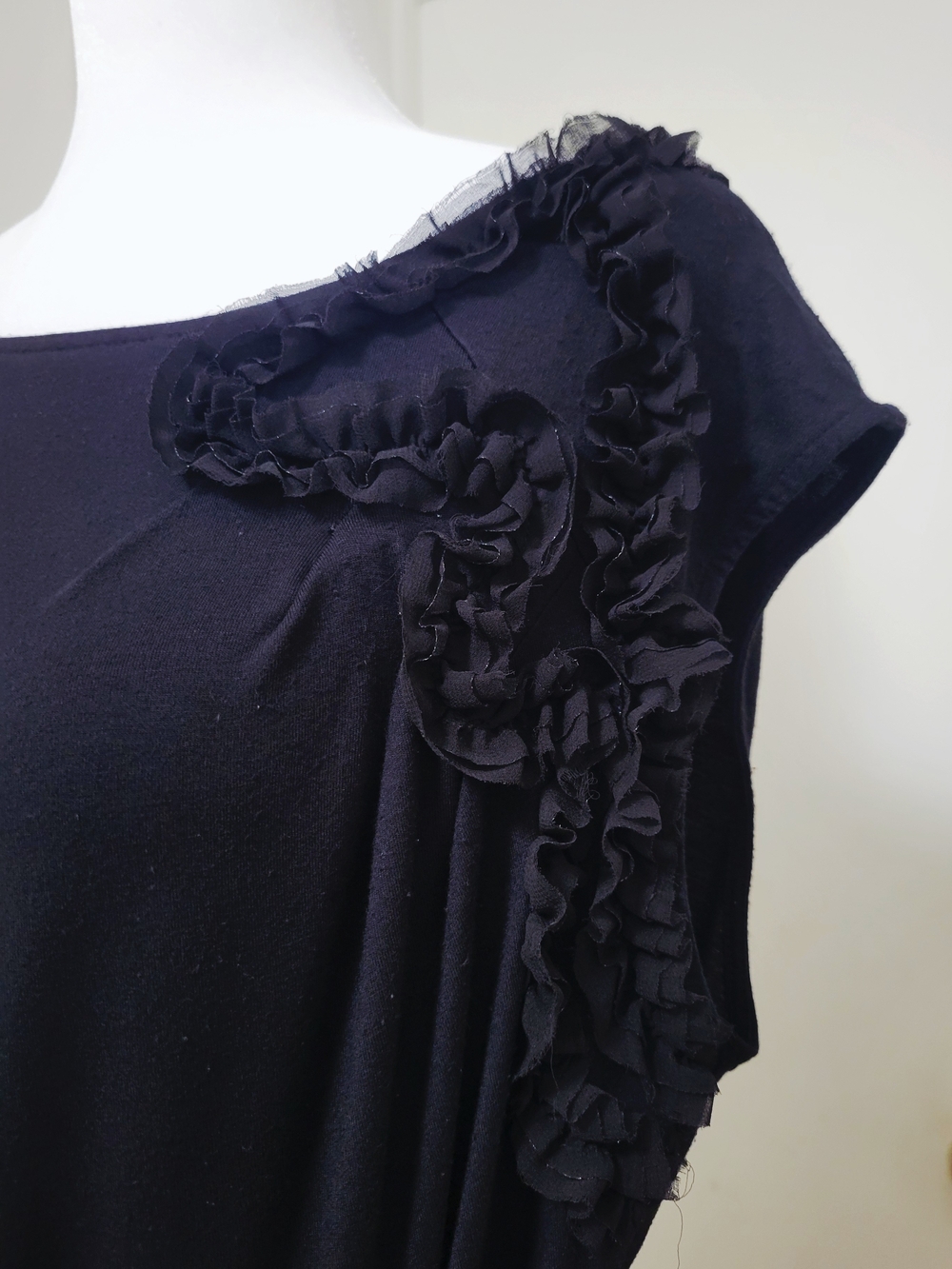 Merona Black Ruffle-Trim Cap Sleeve Dress